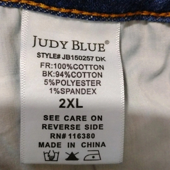 Judy Blue Shorts Women's Blue Jean Denim Rigid Front Stretch Plus Size 2X - Picture 7 of 8